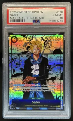 2025 One Piece Sabo Secret Rare Manga Alt Art #OP13-120 PSA 10 GEM MINT - Image 1