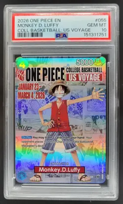 2026 One Piece Monkey.D.Luffy Promo #P-055 College Basketball PSA 10 AL2 - Image 1