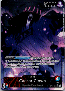 One Piece OP10-002 Caesar Clown Alt Art (Parallel) Leader Royal Blood English NM - Image 1