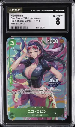 2025 ONE PIECE JAPANESE PROMO CARDS MINI-TIN VOL.2 #P-111 NICO ROBIN CGC 8 - Image 1