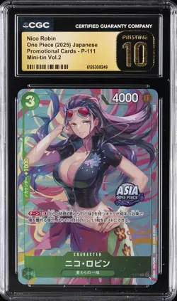 2025 ONE PIECE JPN PROMO CARD MINI-TIN VOL.2 #P-111 NICO ROBIN CGC 10 PRISTINE - Image 1