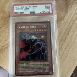 PSA 9 - Yu-Gi-Oh Card - DCR-000 - VAMPIRE LORD (secret rare holo) MINT - Image 1