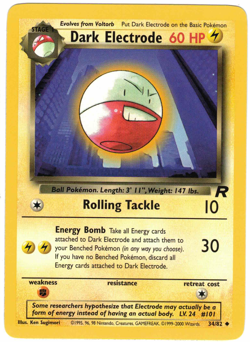 Dark Electrode 34/82 Team Rocket Regular Uncommon Vintage Pokemon Card - Image 1