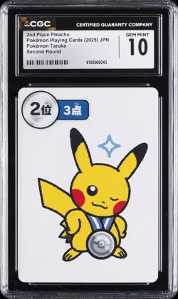 2025 POKEMON PLAYING CARDS JAPANESE 2ND PLACE PIKACHU CGC 10 GEM MINT - Image 1