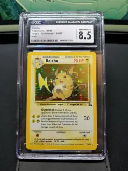 CGC 8.5 NM/MINT+ Raichu 1999 Fossil 14/62 Holo Pokemon Card - Image 1