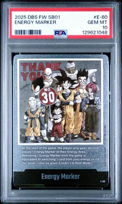 2025 DRAGON BALL SUPER CARD GAME FW SB01 #E-60 ENERGY MARKER PSA 10 - Image 1