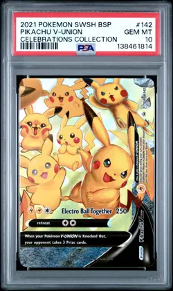 2021 POKEMON SWSH PROMO CELEBRATIONS COLLECTION #142 PIKACHU V-UNION PSA 10 - Image 1
