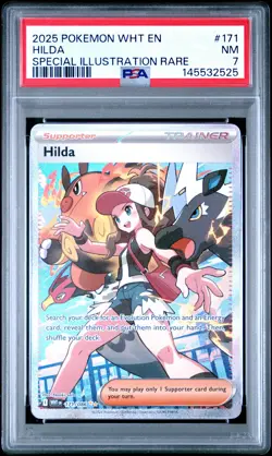 2025 POKEMON WHT EN-WHITE FLARE SPECIAL ILLUSTRATION RARE #171 HILDA PSA 7 - Image 1