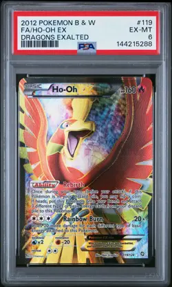 2012 POKEMON B&W DRAGONS EXALTED #119 FULL ART/HO-OH EX PSA 6 - Image 1