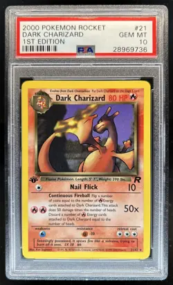 2000 Pokemon Team Rocket First Edition Dark Charizard #21/82 PSA 10 GEM MINT - Image 1