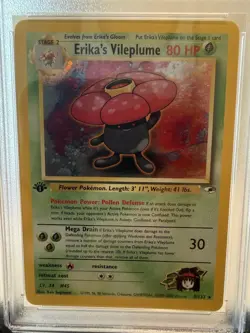PSA 9 Erika’s Vileplume 1st Edition Holo Gym Heroes #5 Pokemon Card WOTC - Image 5