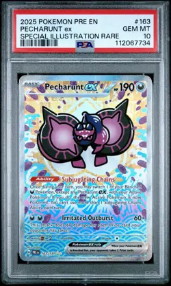 Pokemon Prismatic Evolutions Pecharunt ex SIR 163/131 PSA 10 English - Image 1
