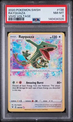 2020 POKEMON SWORD & SHIELD VIVID VOLTAGE #138 RAYQUAZA PSA 8 - Image 1