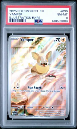 2025 POKEMON PFL EN-PHANTASMAL FLAMES ILLUSTRATION RARE #099 YAMPER PSA 8 - Image 1