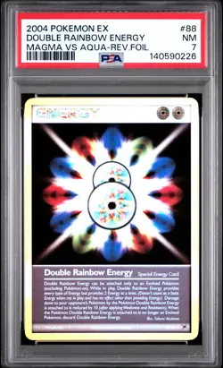 2004 POKEMON EX TEAM MAGMA VS TEAM AQUA DOUBLE RAINBOW ENERGY-REVERSE FOIL PSA 7 - Image 1