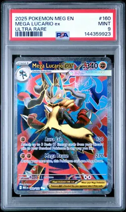 2025 POKEMON MEG EN-MEGA EVOLUTION ULTRA RARE #160 MEGA LUCARIO EX PSA 9 - Image 1