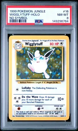 1999 POKEMON JUNGLE NO SYMBOL #16 WIGGLYTUFF-HOLO PSA 8 - Image 1