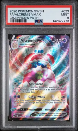 2020 POKEMON SWORD & SHIELD CHAMPION'S PATH #023 FULL ART/ALCREMIE VMAX PSA 9 - Image 1