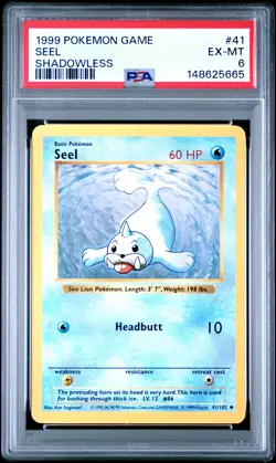 1999 POKEMON BASE SET SHADOWLESS #41 SEEL PSA 6 - Image 1