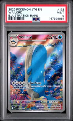 2025 POKEMON JTG EN-JOURNEY TOGETHER ILLUSTRATION RARE #162 WAILORD PSA 9 - Image 1