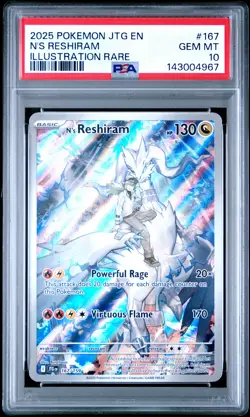 2025 POKEMON JTG EN-JOURNEY TOGETHER ILLUSTRATION RARE #167 N'S RESHIRAM PSA 10 - Image 1
