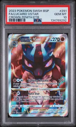 2023 POKEMON SWSH BLACK STAR PROMO #291 FULL ART/LUCARIO VSTAR PSA 10 - Image 1