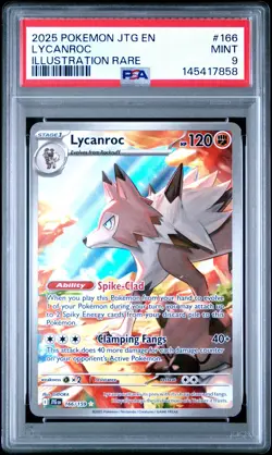 2025 POKEMON JTG EN-JOURNEY TOGETHER ILLUSTRATION RARE #166 LYCANROC PSA 9 - Image 1