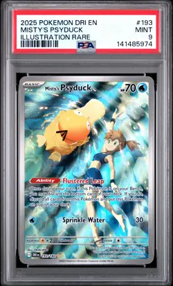 2025 POKEMON DRI EN-DESTINED RIVALS ILLUSTRATION RARE #193 MISTY'S PSYDUCK PSA 9 - Image 1