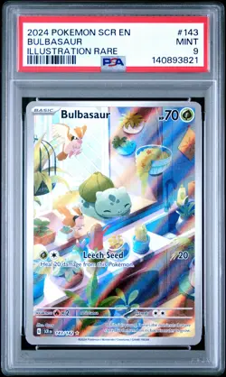 2024 POKEMON SCR EN-STELLAR CROWN ILLUSTRATION RARE #143 BULBASAUR PSA 9 - Image 1