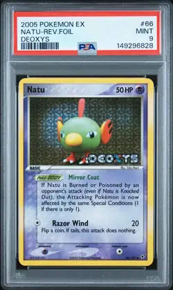 2005 POKEMON EX DEOXYS #66 NATU-REVERSE FOIL PSA 9 - Image 1