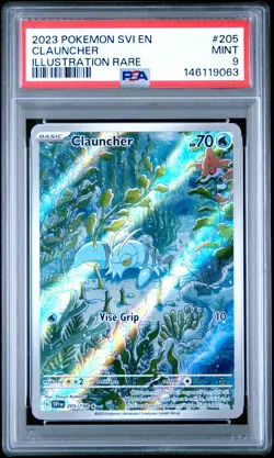 2023 POKEMON SVI EN-SCARLET & VIOLET ILLUSTRATION RARE #205 CLAUNCHER PSA 9 - Image 1
