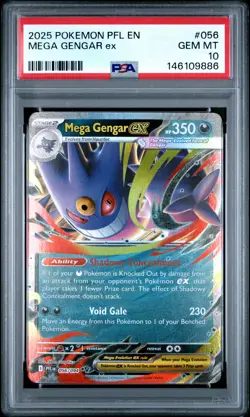 2025 POKEMON PFL EN-PHANTASMAL FLAMES #056 MEGA GENGAR EX PSA 10 - Image 1