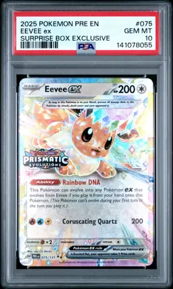 2025 POKEMON PRE EN-PRISMATIC EVOLUTIONS SURPRISE BOX EXCLUSIVE EEVEE EX PSA 10 - Image 1