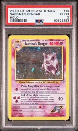 2000 POKEMON GYM HEROES HOLO #14 SABRINA'S GENGAR PSA 2 - Image 1