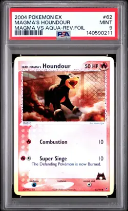2004 POKEMON EX TEAM MAGMA VS TEAM AQUA TEAM MAGMA'S HOUNDOUR-REVERSE FOIL PSA 9 - Image 1