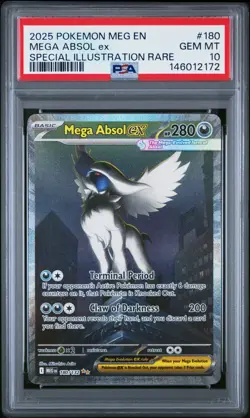 2025 POKEMON MEGA EVOLUTION SPECIAL ILLUSTRATION RARE #180 MEGA ABSOL EX PSA 10 - Image 1