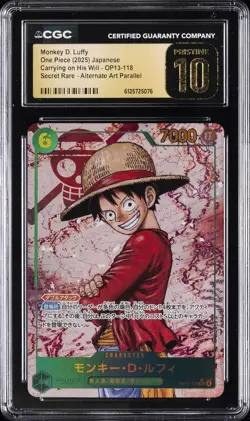 2025 ONE PIECE JPN CARRYING ON HIS WILL ALT ART MONKEY D. LUFFY CGC 10 PRISTINE - Image 1