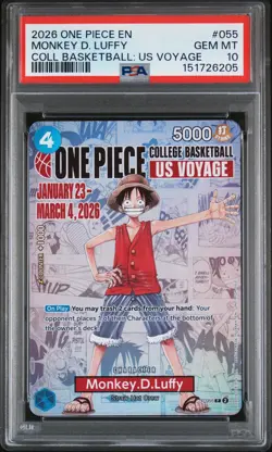 2026 ONE PIECE PROMOS COLLEGE BASKETBALL : US VOYAGE MONKEY D. LUFFY PSA 10 - Image 1