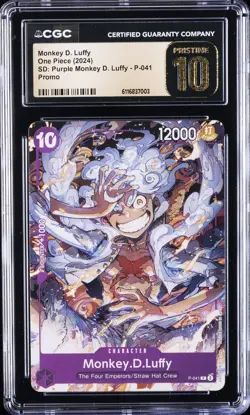 2024 ONE PIECE CARD GAME SD: PURPLE PROMO #P-041 MONKEY D. LUFFY CGC 10 PRISTINE - Image 1