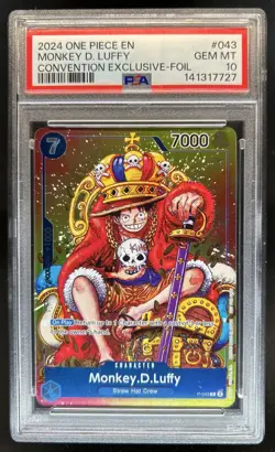 2024 One Piece Convention Exclusive Monkey D. Luffy Foil #P-043 PSA 10 GEM MINT - Image 1