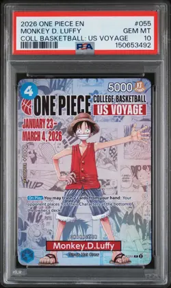 2026 ONE PIECE PROMOS COLLEGE BASKETBALL : US VOYAGE MONKEY D. LUFFY PSA 10 - Image 1