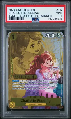 2024 ONE PIECE TOURNAMENT PACK OCTOBER-DECEMBER WINNER CHARLOTTE PUDDING PSA 9 - Image 1