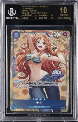 2025 ONE PIECE PROMO JPN MINI-TIN PACK SET VOL. 2 UC NAMI BGS 10 BLACK LABEL - Image 1