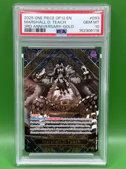 2025 ONE PIECE OP12-LEGACY OF THE MASTER 3RD ANNIV-GOLD MARSHALL D. TEACH PSA 10 - Image 1