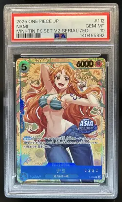 2025 One Piece Japanese Nami Mini-Tin Set V2 Serialized 0264 #112 PSA 10 - Image 1