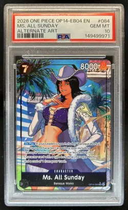 2026 One Piece Ms. All Sunday Super Rare Alt Art #OP14-084 PSA 10 GEM MINT - Image 1