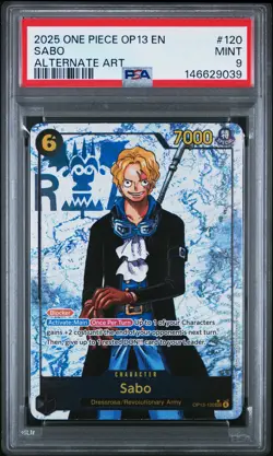 2025 ONE PIECE OP13-CARRYING ON HIS WILL ALTERNATE ART #120 SABO PSA 9 - Image 1