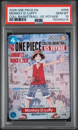 2026 ONE PIECE PROMOS COLLEGE BASKETBALL : US VOYAGE MONKEY D. LUFFY PSA 10 - Image 1