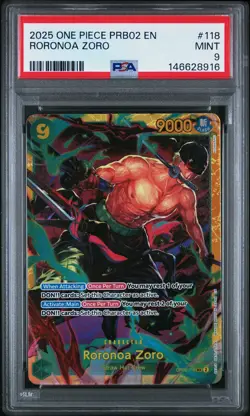 2025 ONE PIECE PRB02-PREMIUM BOOSTER THE BEST- VOL.2 #118 RORONOA ZORO PSA 9 - Image 1