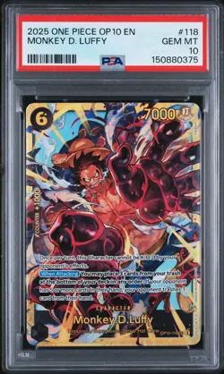 2025 ONE PIECE OP10-ROYAL BLOOD #118 MONKEY D. LUFFY PSA 10 - Image 1